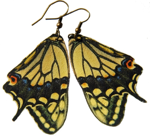 Swallowtail butterfly lutradur earrings